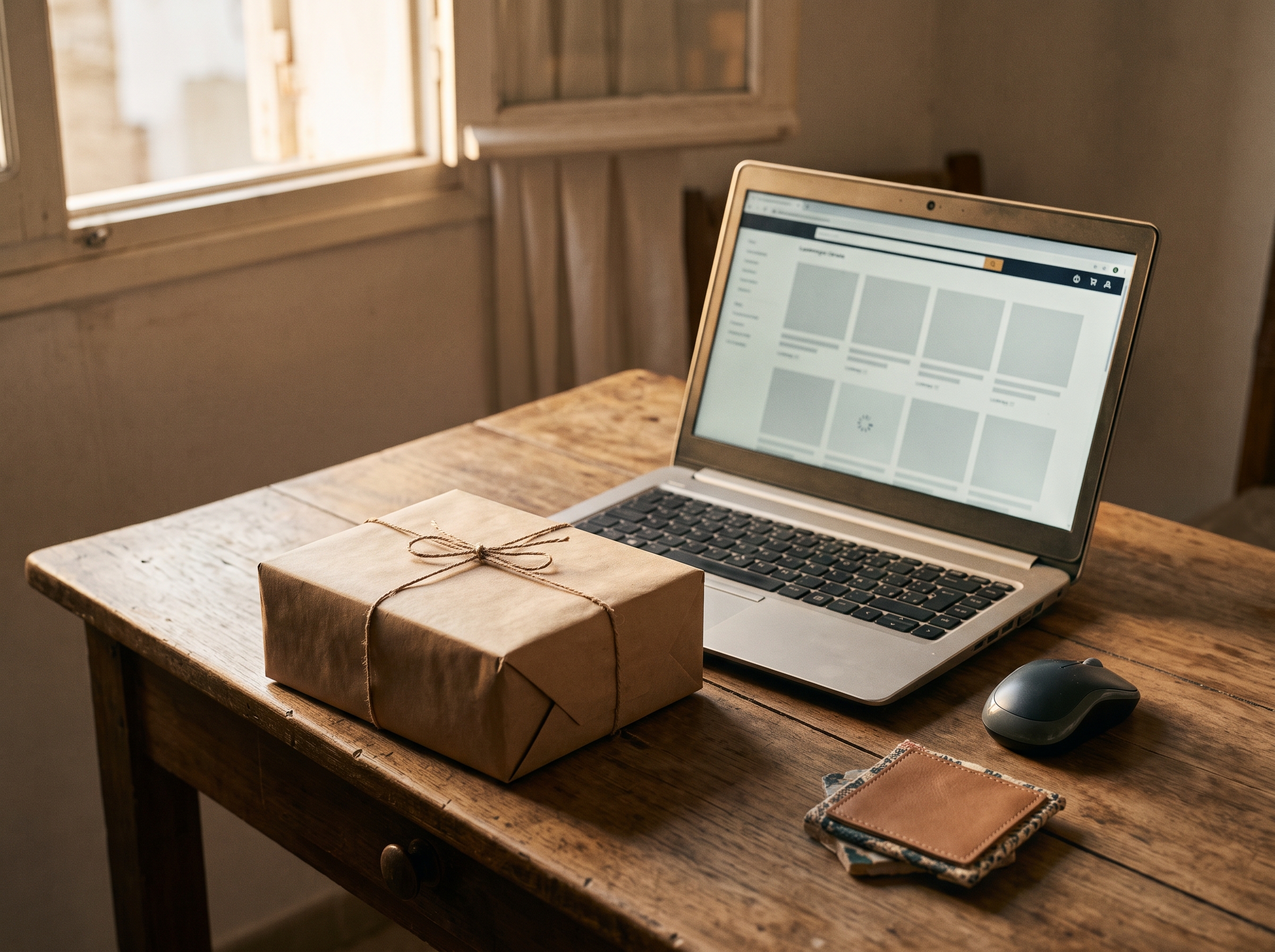 Small Moroccan online selling workspace at the beginning of the journey