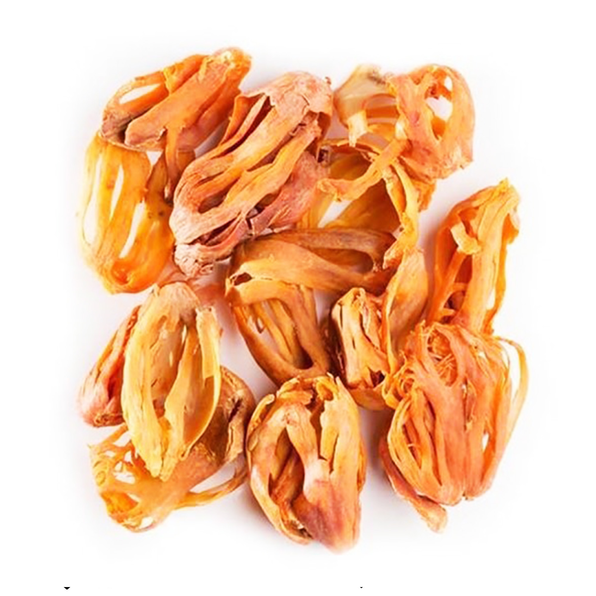 001-moroccan-nutmeg-rind-variation Lames entières de macis séché doré orangé sur fond blanc